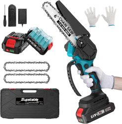 Supstable Mini Trononneuse à Batterie 6 et 8 Pouces, 8000mAh Trononneuse lectrique 900W Sans Fil, D'huile Automatique & Tension de Chane Sans Outil, Compatible avec Makita 18V