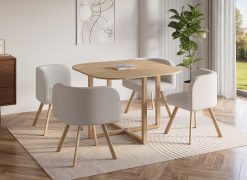 FLEN Ensemble table + 4 chaises encastrables beige FLEN