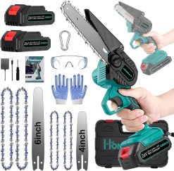 Mini Trononneuse a Batterie 4000mAh, 8 & 6 Pouces Lubrificateur Automatique et lectrique Trononneuse 2 * 2000mAh Brushless Elagueur, Pour La Coupe Du Bois, Branches, L'élagage, La Cour, Jardin