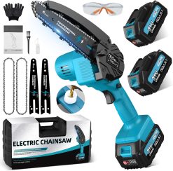Mini Tronconneuse a Batterie, Tronconneuse Electrique Sans Fil de 6 Pouces 8000mAh avec Graisseur Automatique, Elagueuse Batterie pour l'élagage le Jardin Projets DIY
